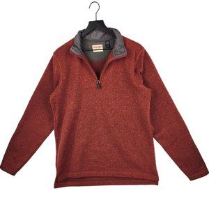 Wrangler Authentics Men's Small Dark Red Sweater 1/4 Zip Pullover 100% Polyester